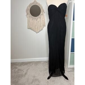 Tadashi Shoji Vtg y2k Black Mesh Strapless Sweetheart Gown Long Maxi Dress XS